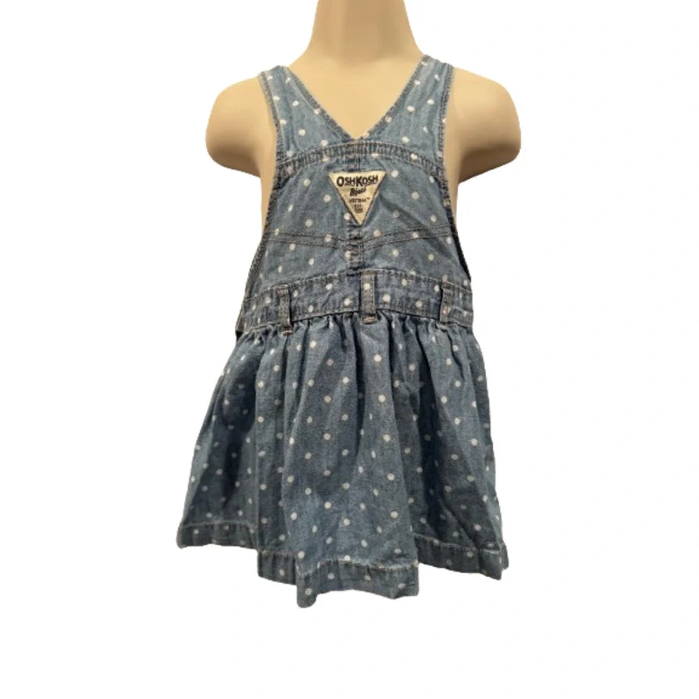 OshKosh B'gosh Polka Dot Jean Overall Dress - 24 Months